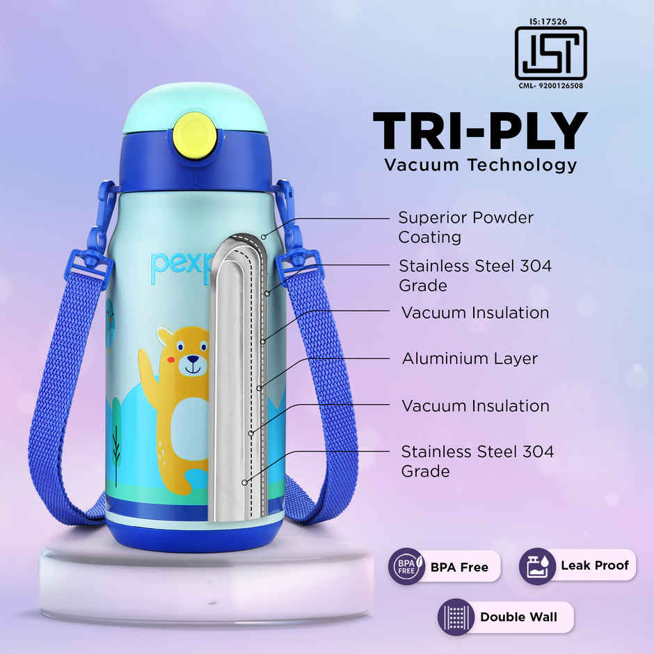 Pexpo Poggo Hot & Cold Stainless Steel Kids Bottle | Thermosteel Flask | Green | 425 ml