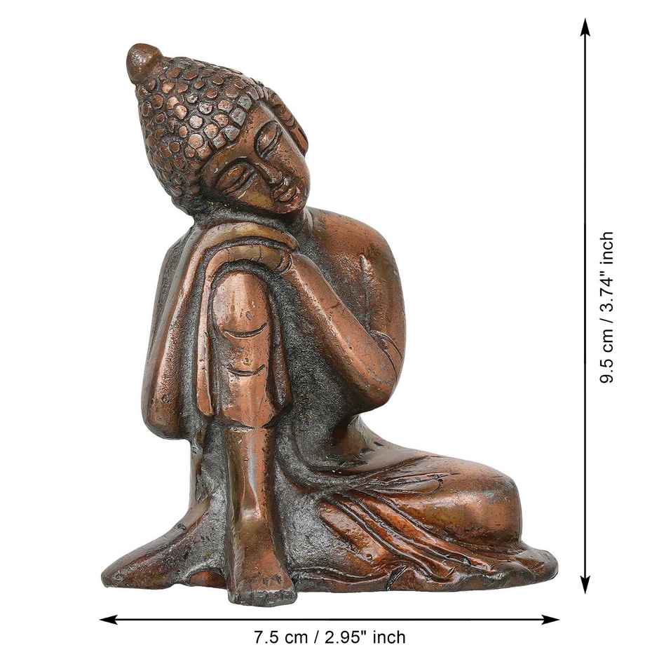 eCraftIndia Brown Metal Resting Buddha On Knee Statue