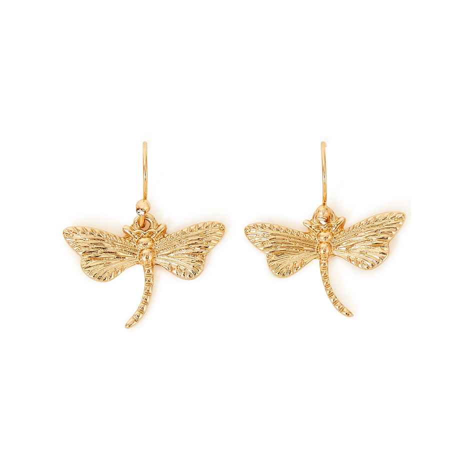 Accessorize London Women's Dragonfly Short Drop Earrings - Gold
