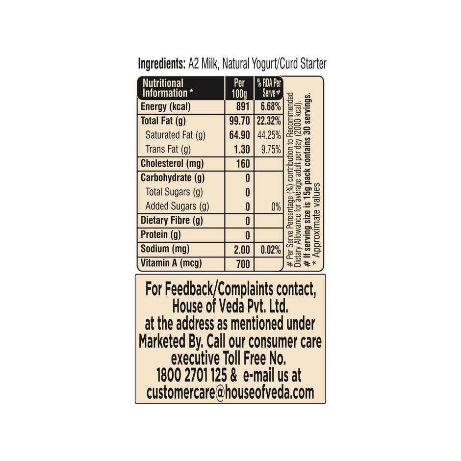 House Of Veda A2 Bilona Cow Ghee