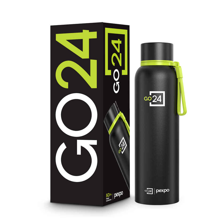 Go24 Bravo Stainless Steel Thermos Bottle | Black Knight | ISI Certified | 24-Months Warranty