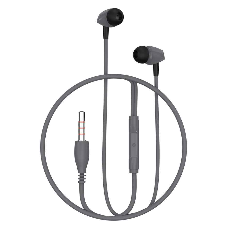 Aroma HF603 Wired Earphone With Mic 3.5Mm Jack I 10 Mm Drivers For Mobile | Tablet,Laptop I Grey