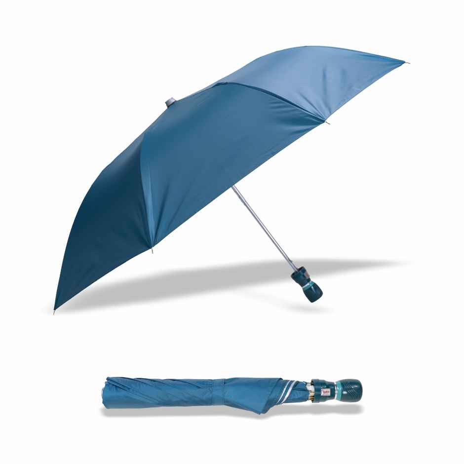 Cello Varsha 21 Inch 2 Fold Mix Mono Silver Umbrella | Teal Green