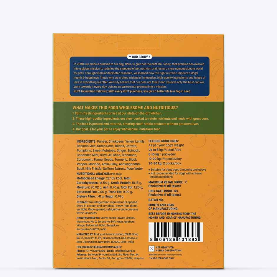 HUFT Sara's Wholesome Flavours Of India Vegetable Biryani Dog Wet Food Combo
