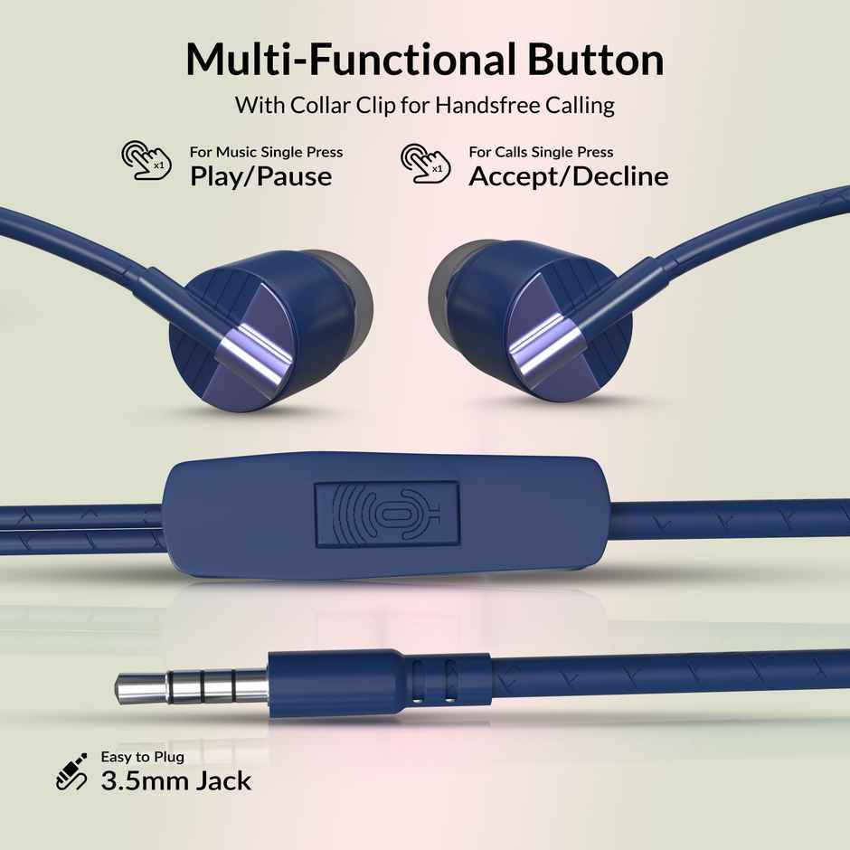 Caidea CHF500 Wired Earphone with Mic | 3.5 mm Jack I 10 mm I Blue