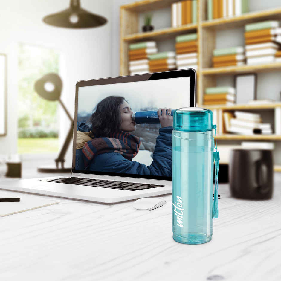 Milton Hector 1000 Water Bottle 1 Litre Reusable Plastic Fridge Bottle BPA Free and Leak Proof Blue