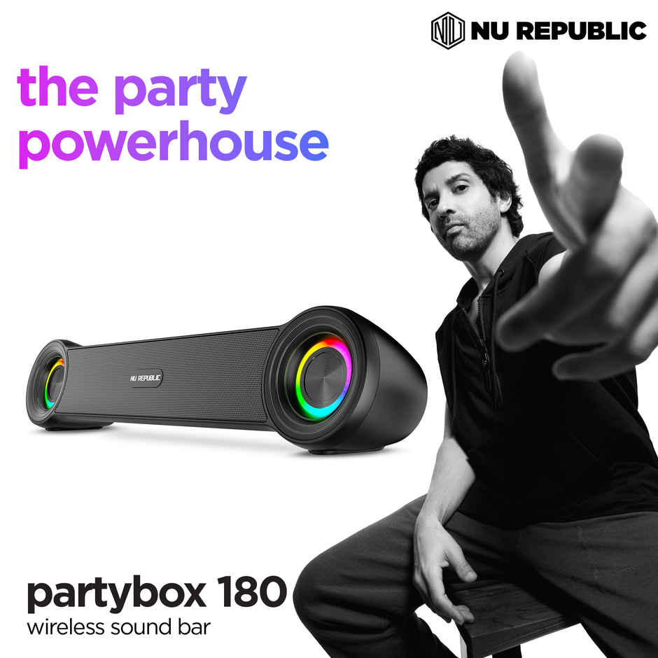 Nu Republic Partybox 180 With 18W Output Upto 6 Hrs Playtime, Bluetooth Soundbar Black