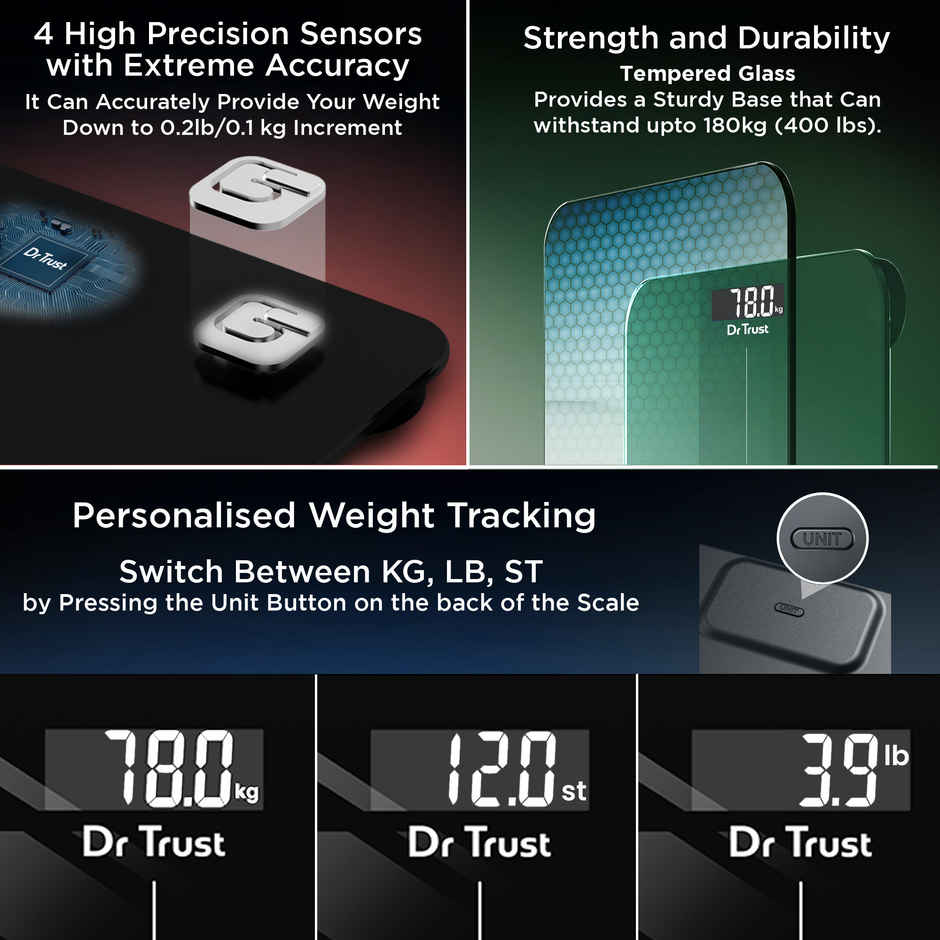 Dr Trust 523 Inspire Digital Electronic Body Weight Machine 180Kg Capacity Weighing Scale