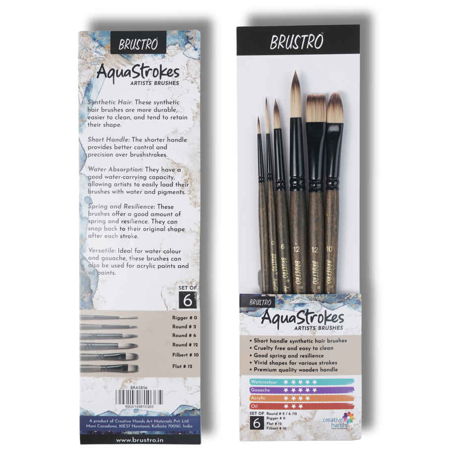 Brustro AquaStrokes Artist Brushes | Ideal for Watercolour, Gouache, Acrylics, Oil Brush