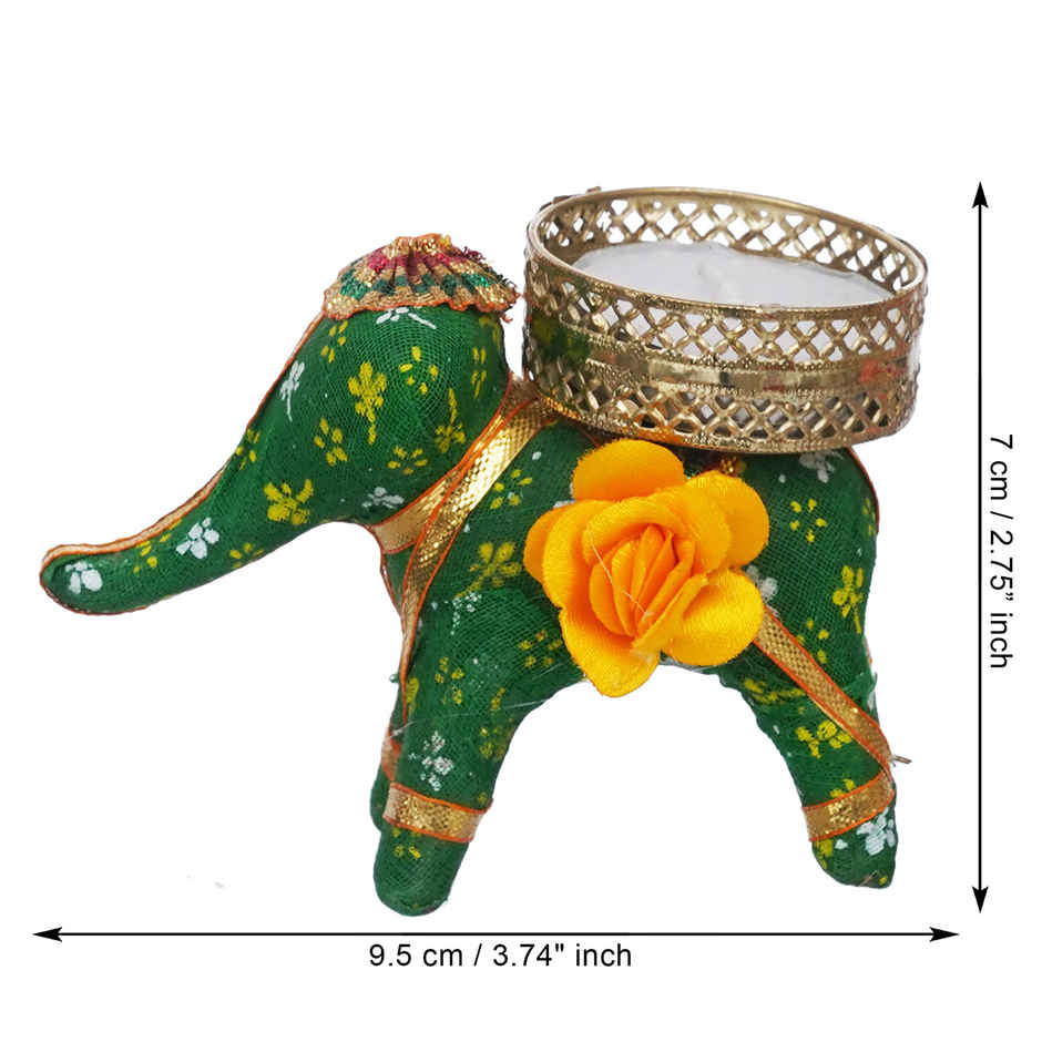 eCraftIndia Set of 4 Multicolor Elephant Shaped Tea Light Candle Holders