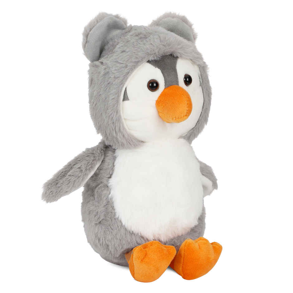 Mirada Grey Super Soft Hoodie Penguin Soft Toy - 25Cm