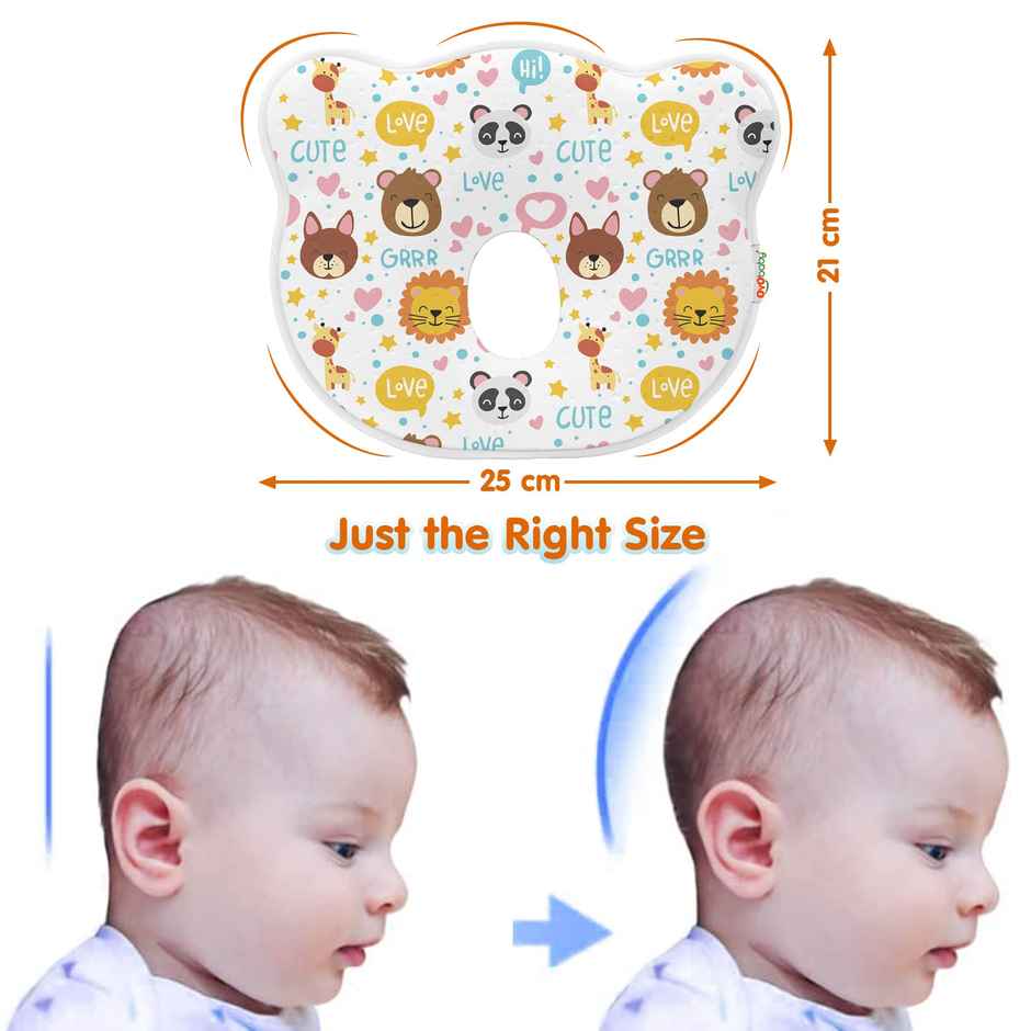 Oyo Baby Memory Foam Head Shaping Pillow Animal Print