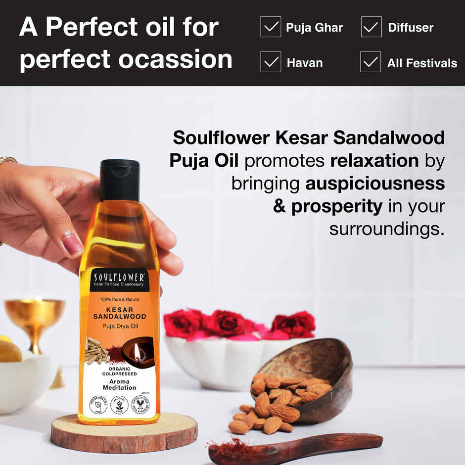 Soulflower Kesar Sandalwood Pooja Diya Oil