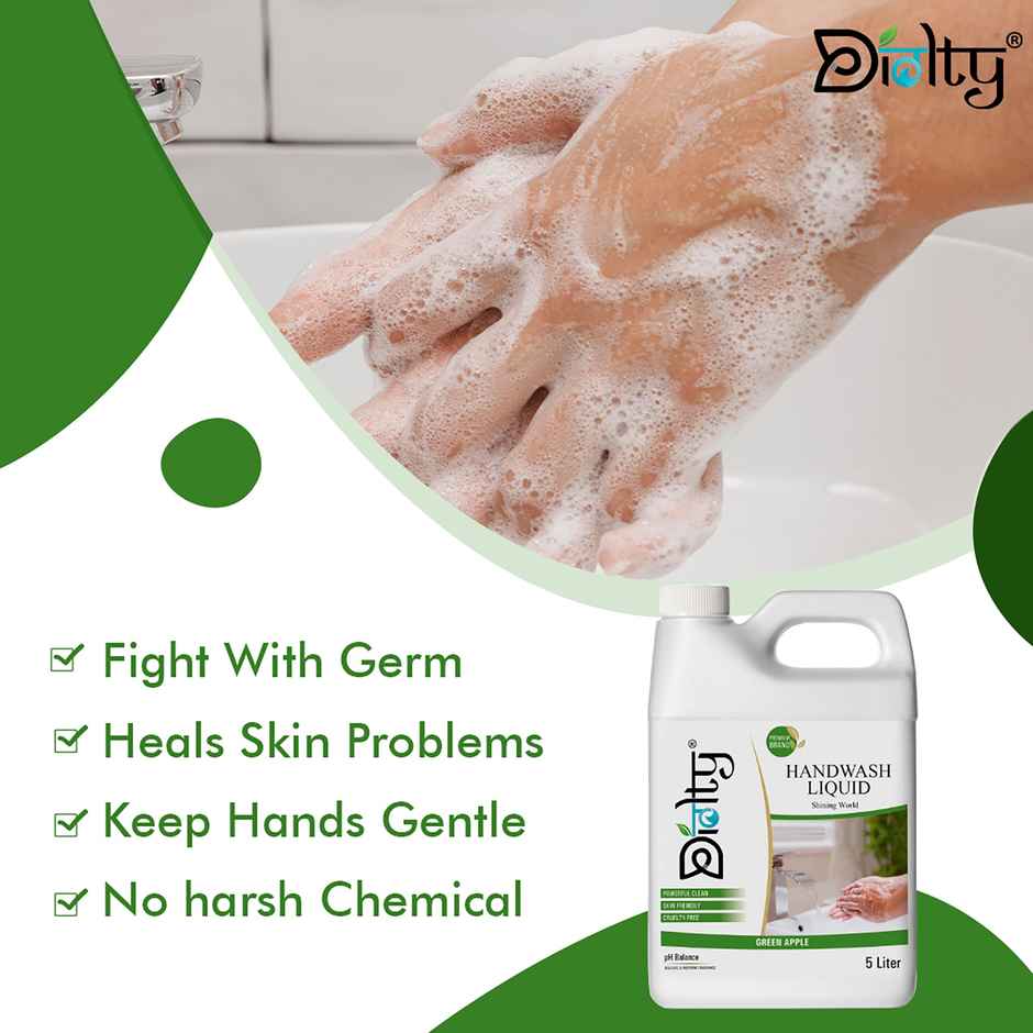 Diolty Hand Wash Protection From Germs Hand Wash Liquids Liquid Handwash (Green Apple) 5 l