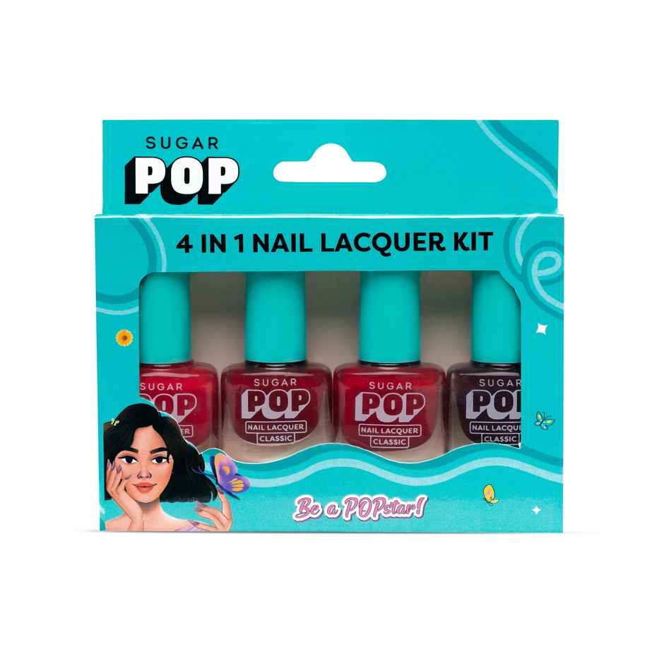 SUGAR POP 4 in 1 Nail Lacquer Kit- 02 Rouge Canvas | Long-Lasting Shine