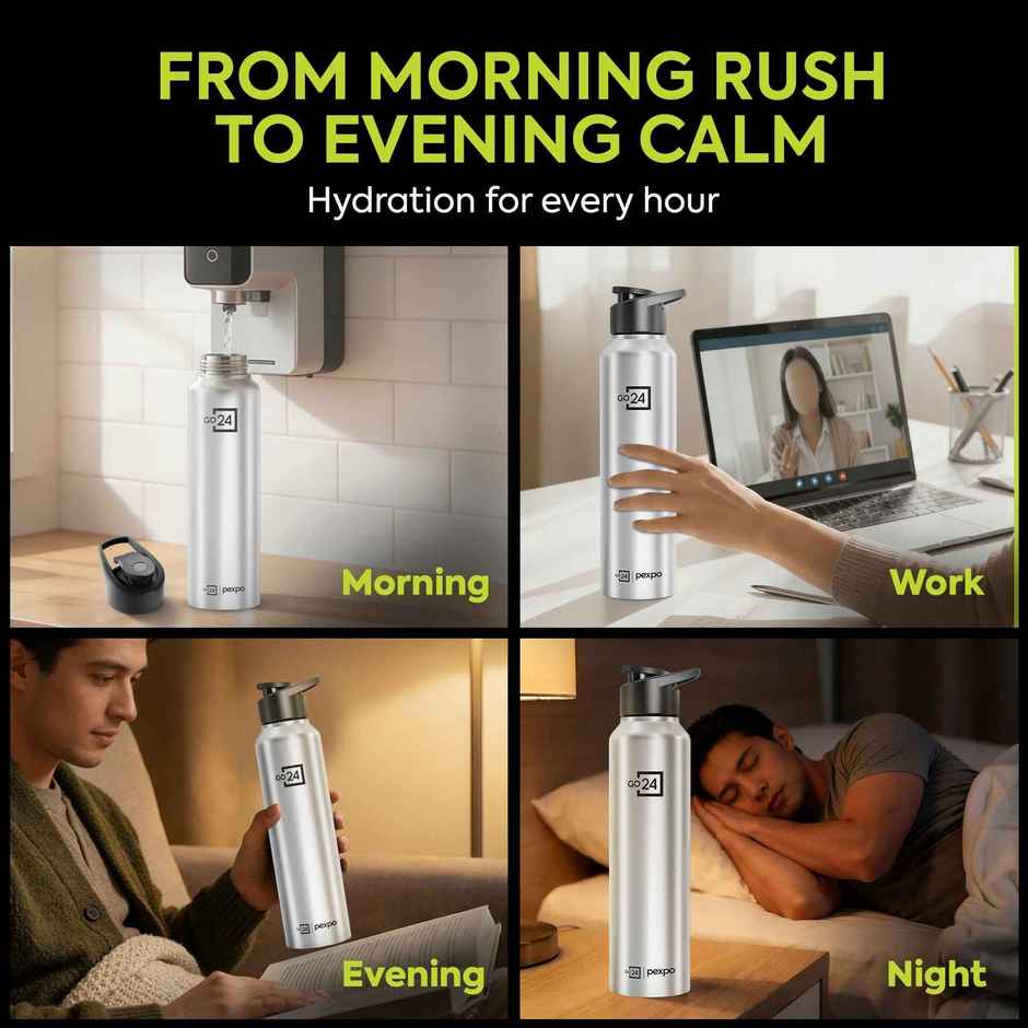 Go24 | Pexpo Chromo Sports And Hiking Stainless Steel Water Bottle | 1 L