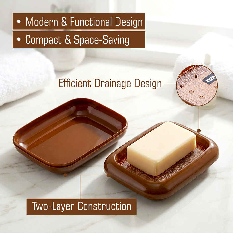 Nayasa Lumina Plastic Soap Case | Holder for Bathroom | Brown