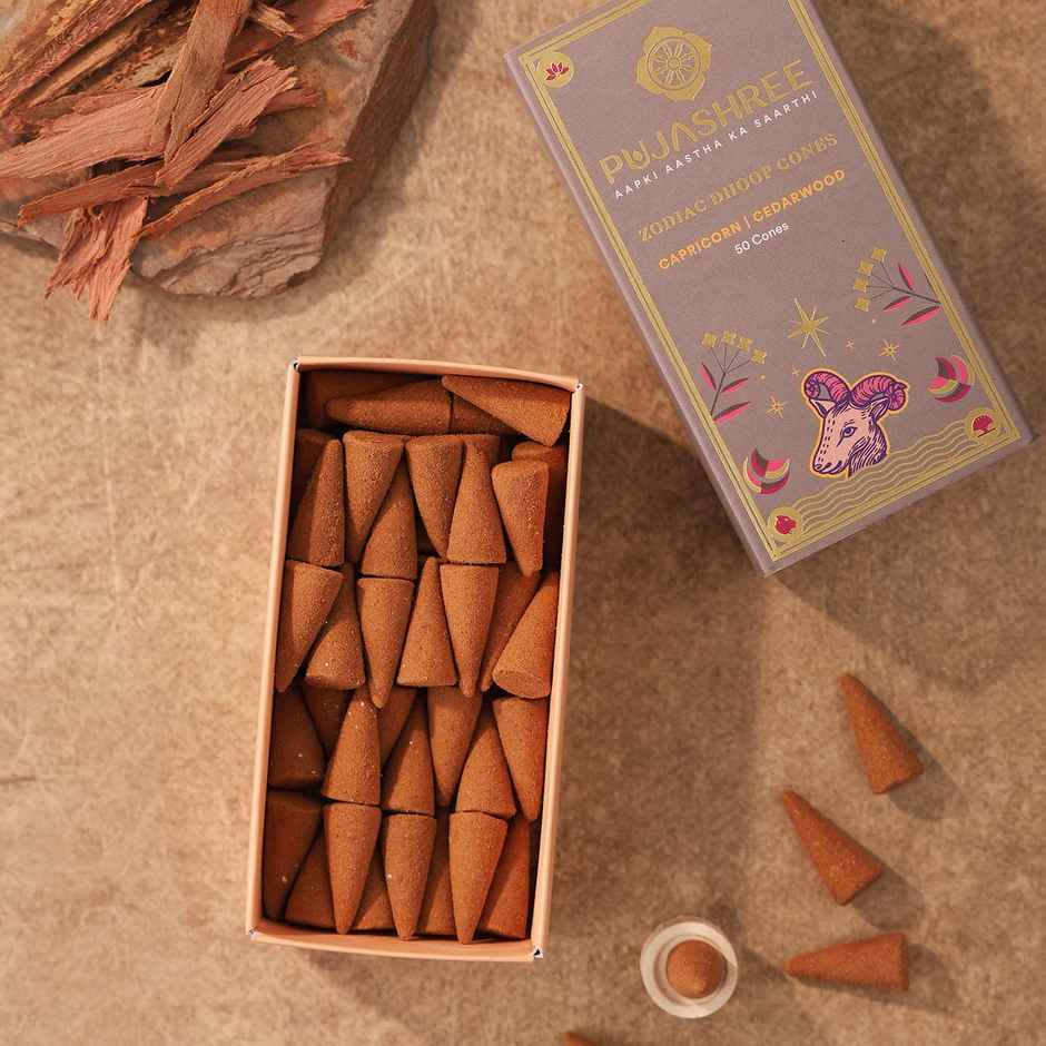 Pujashree Zodiac Dhoop Cones | Capricorn - Cedarwood