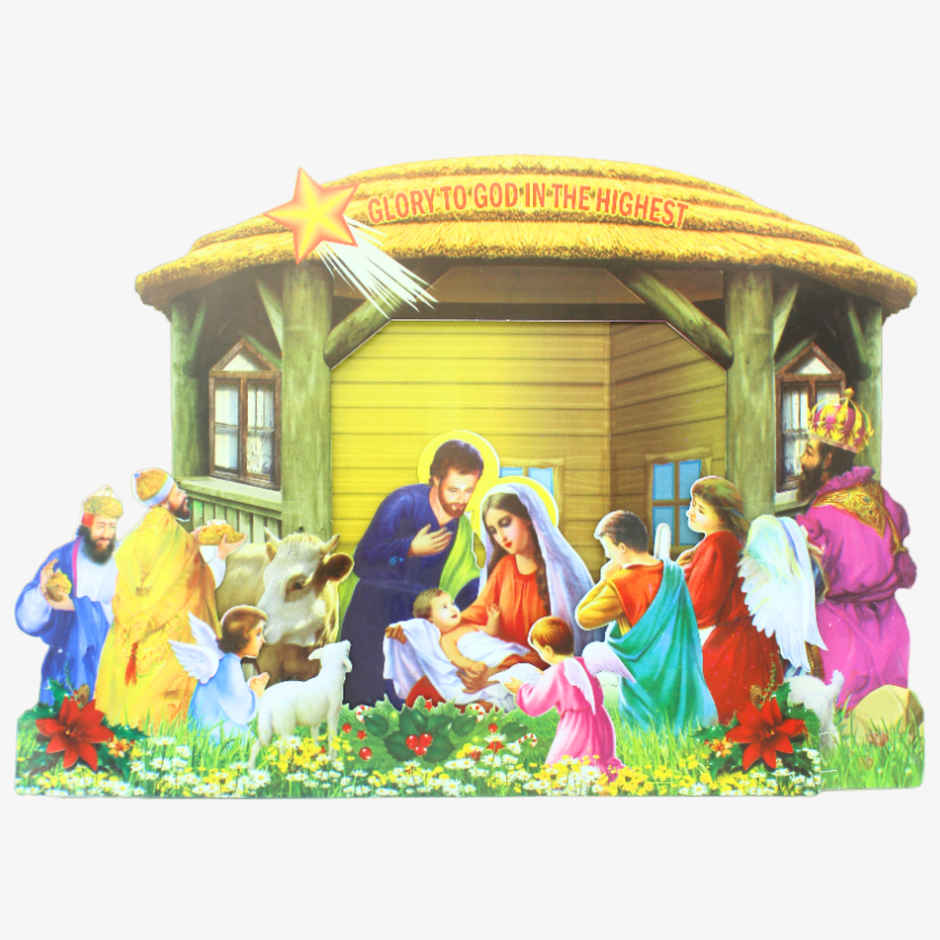 Christmas Nativity Scene 3D Pop-Up Cardboard Paper Baby Jesus Birth | Se7en