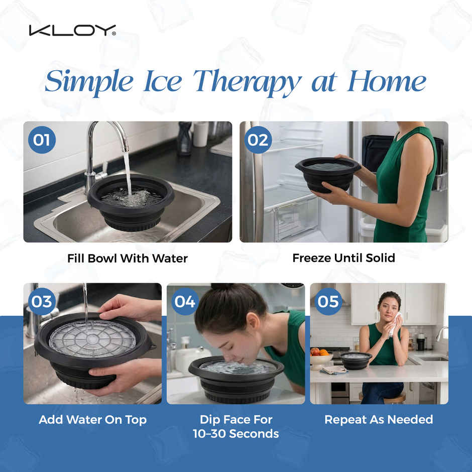 Kloy Collapsible Ice Facial Bowl for Face Cooling, Depuffing, Skin Tightening & Daily Skin Care