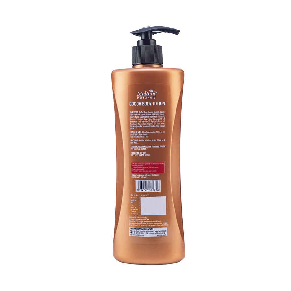 Multani Naturals Cocoa Body Lotion | Non Sticky Lightweight Formula | Moisture & Protect