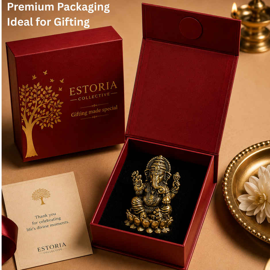 Pure Brass Ganesha Idol | Estoria Collective