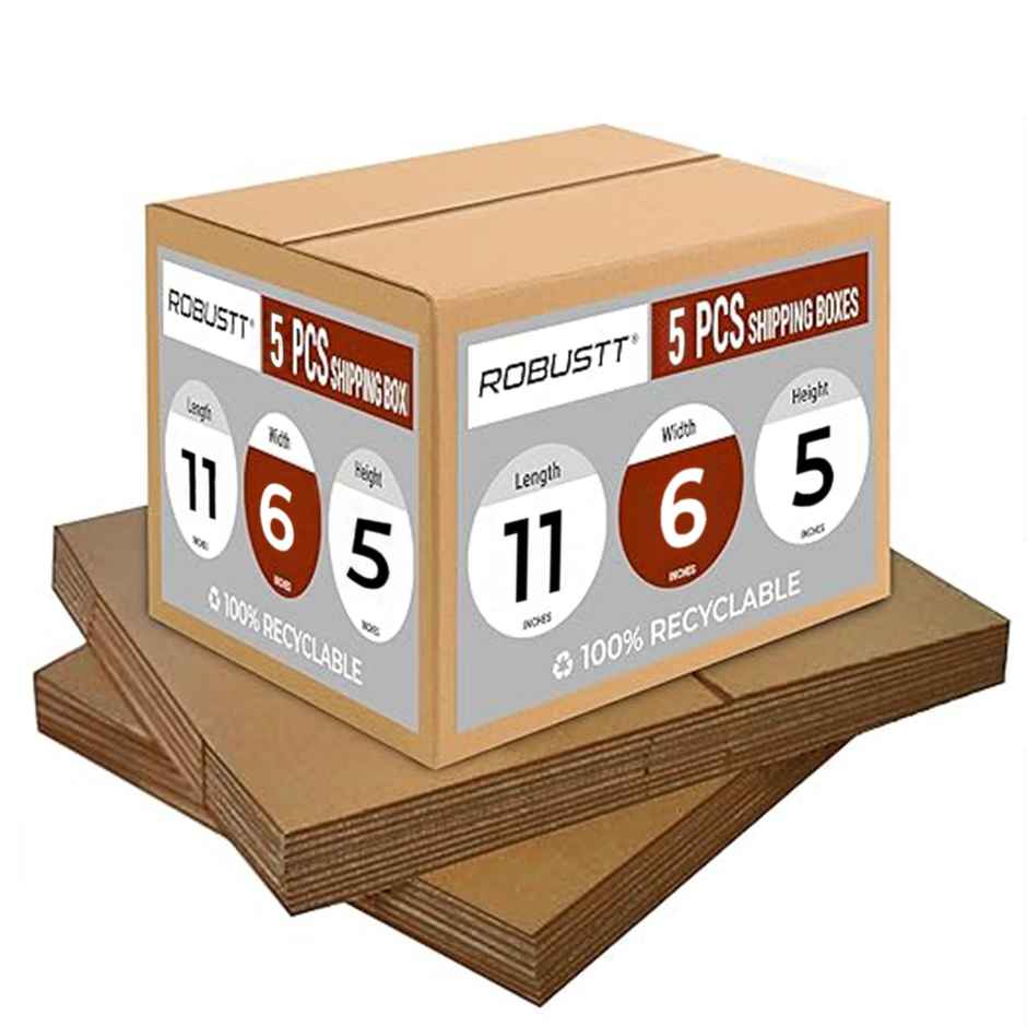 Robustt Ply Cardboard Boxes for Packaging | Brown - 11 x 6 x 5 in