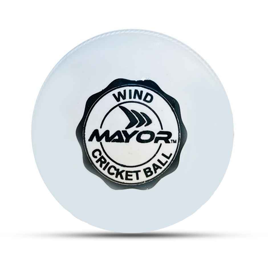 Mayor Cricket Wind Ball For Indoor & Outdoor Street Cricket Rubber Ball (White)