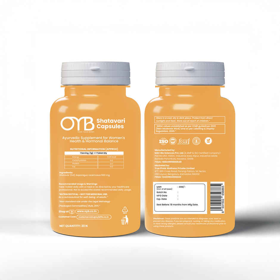 OYB Shatavari Tablets for Women's Health & Hormonal Balance | 30 Tablets | OYB Shatavari