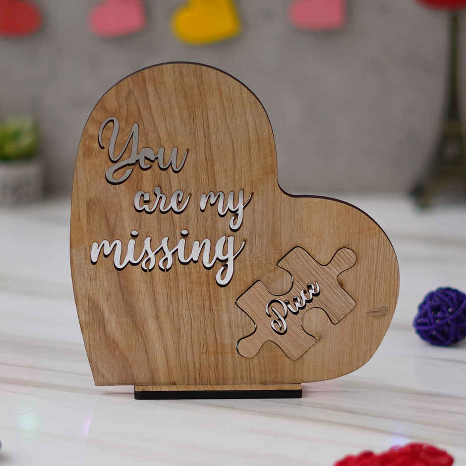 eCraftIndia Brown Wooden Heart Shaped inch You Are My Missing pc inch Valentine's Day Showpiece