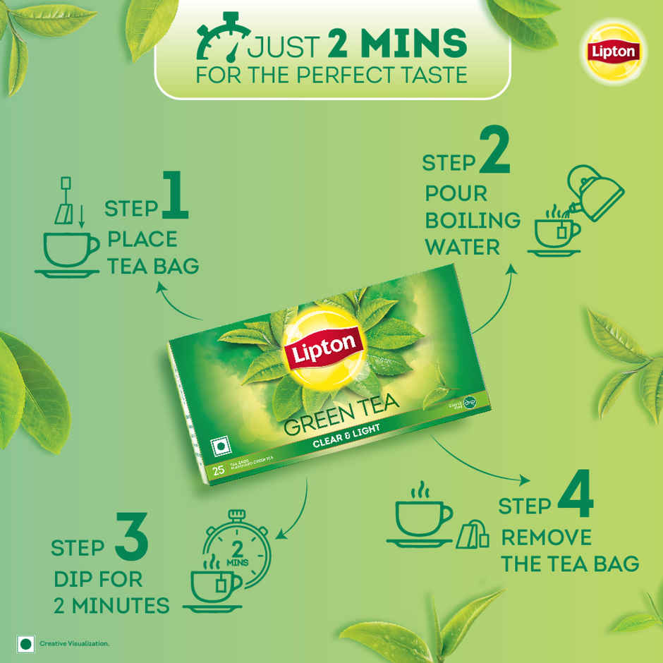 Lipton Honey Lemon Green Tea Bags 25 Teabags(25pc) & Lipton Clear & Light Green Tea Bags 25 Teabags(25pc) Combo