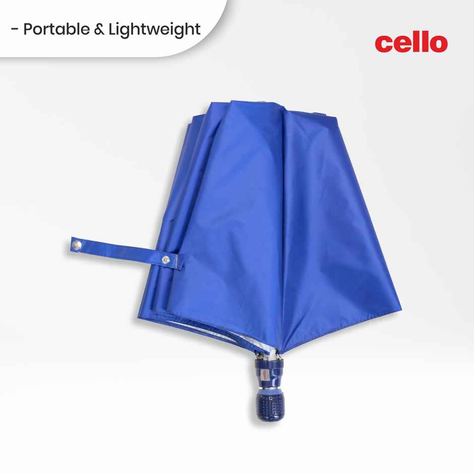 Cello Varsha 21 Inch 2 Fold Mix Mono Silver Umbrella | Royal Blue