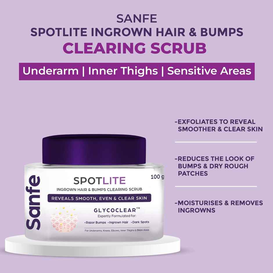 Sanfe Spotlite Ingrown Hair & Bumps Clearing Body Scrub Dark Underarms Inner Thigh &Sensitive Areas