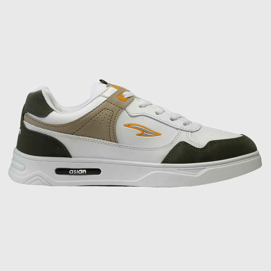Asian Boston-01 Men Sneakers White-Mehandi-Beige (UK-6)
