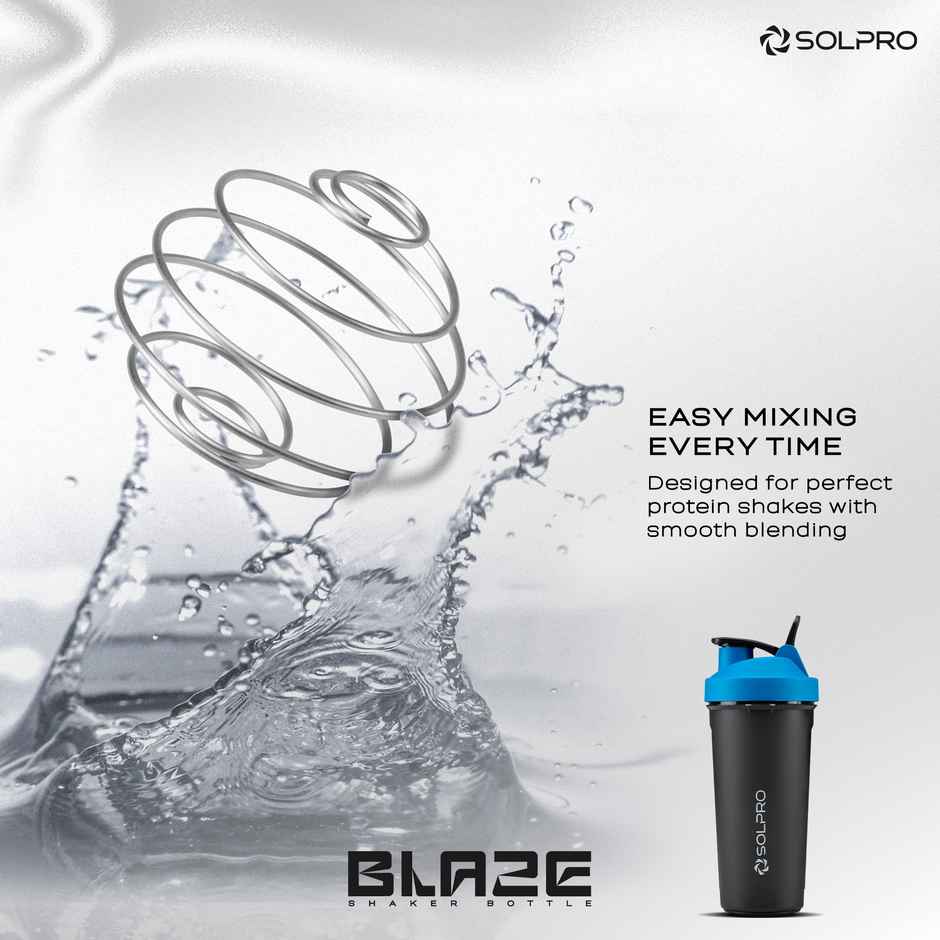 Solpro Blaze Shaker Bottle | Gym Shaker | Bpa Free | 800 ml | Blue