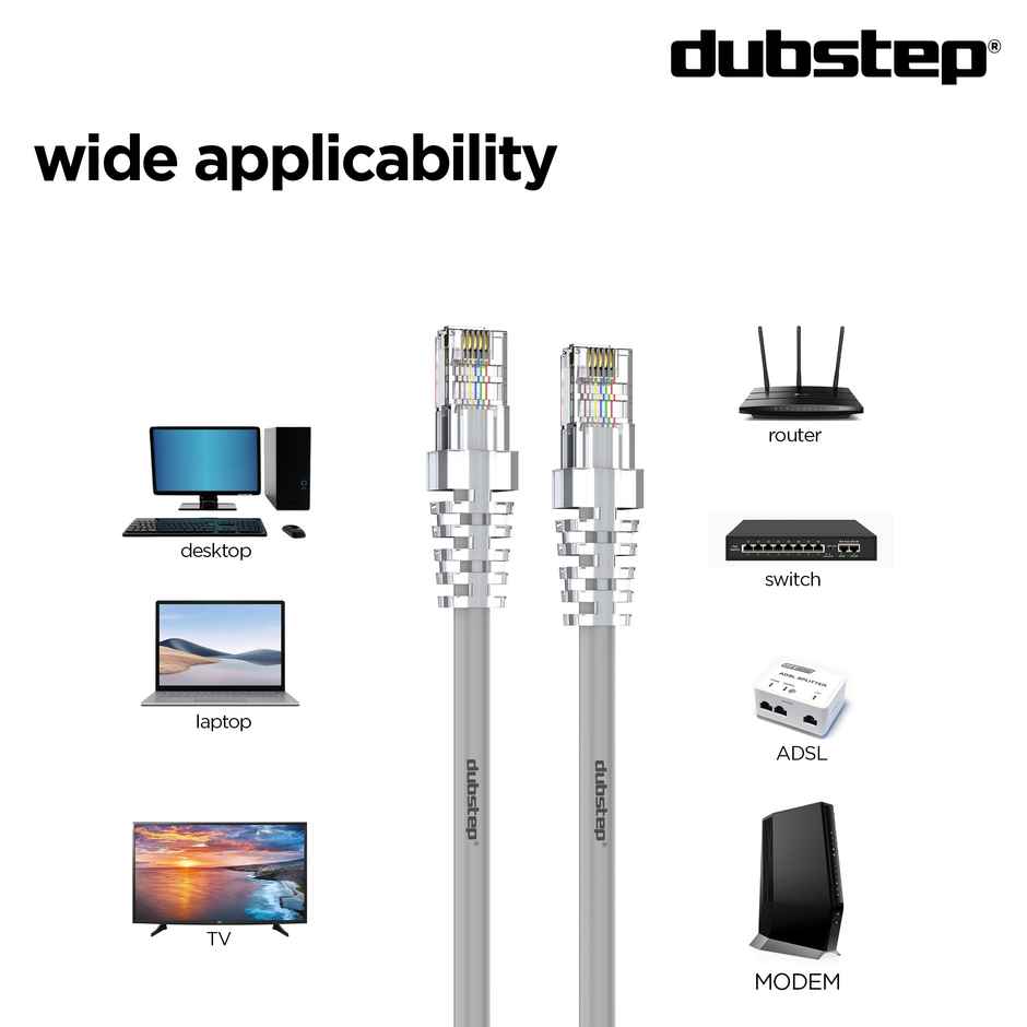 Dubstep Blaze Cat.6 High Speed Ethernet Lan Network Cable 1.5M (Grey)