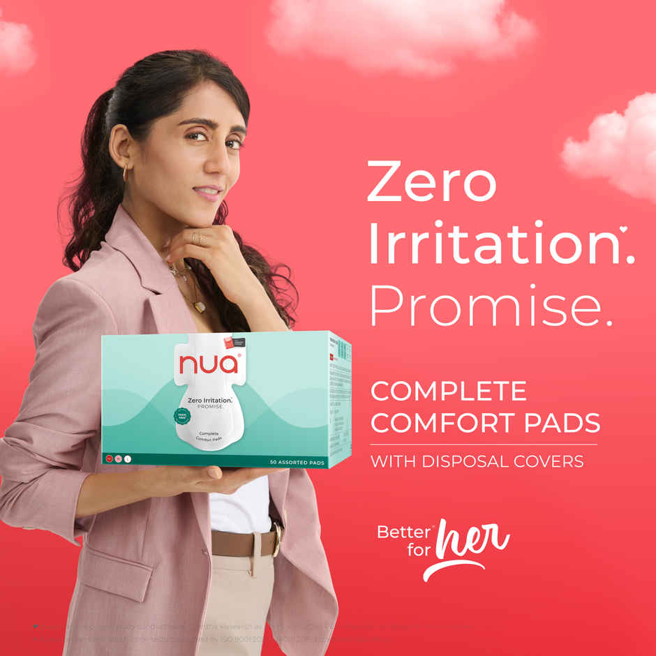 Nua Complete Comfort Pads with Disposal Cover for Heavy Flow & Medium Flow | 25XL+, 25XL | Assorted pack | 50 pcs