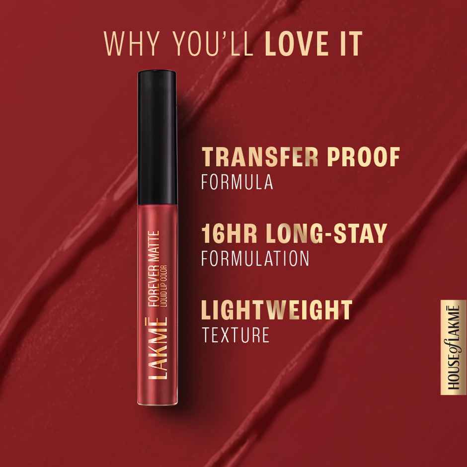 Lakme Forever Matte Liquid Lip, 16hr Lipstick, Lightweight & transferproof - Pink Dust