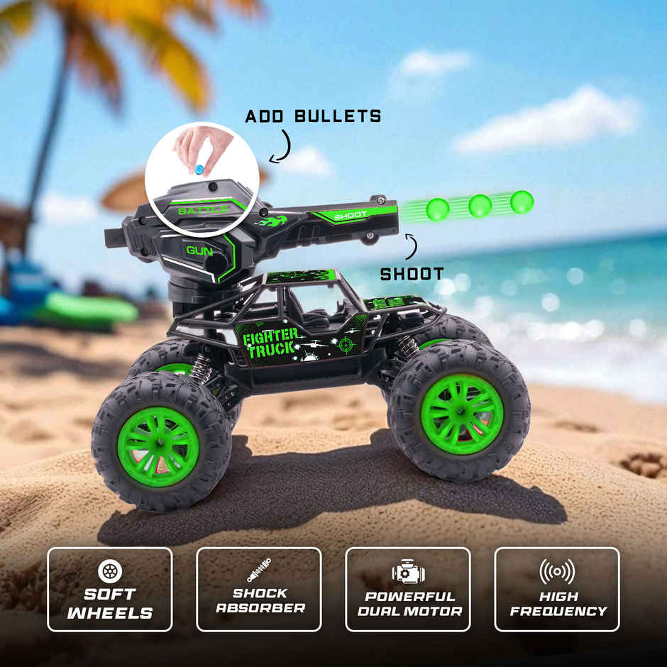SEEDO Remote Control Car 1:18, 2.4 GHz, Type-C Rechargeable, Fast Speed Gun Rock Crawler | Green