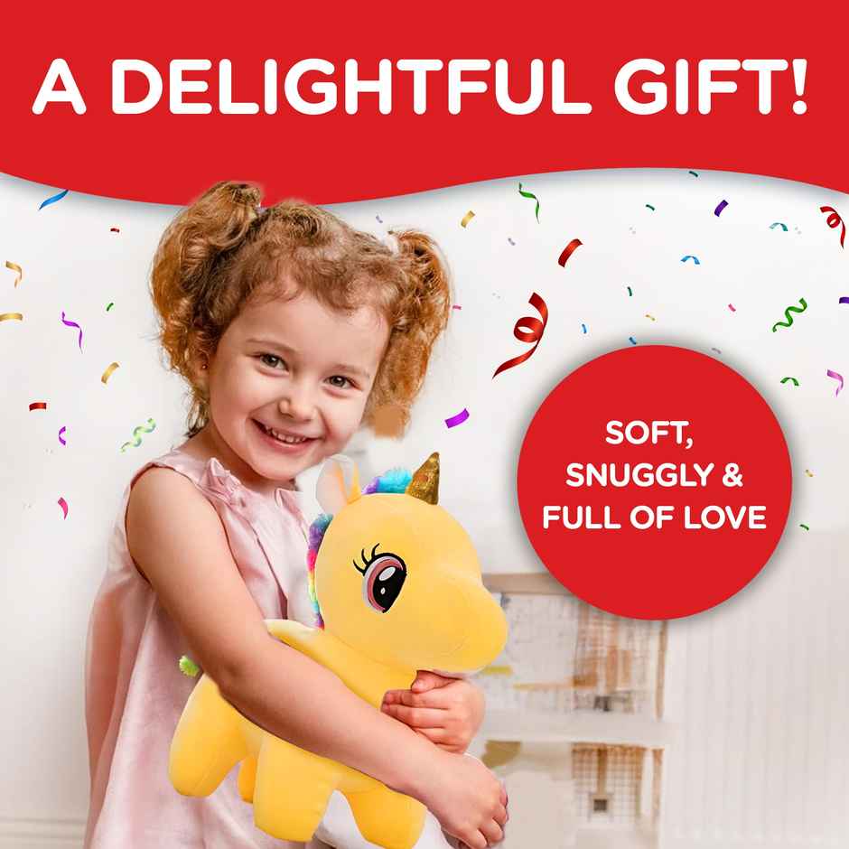 Michelle's Unicorn Yellow Plush Soft Toy for Kids and Adult | Perfect For Gifting