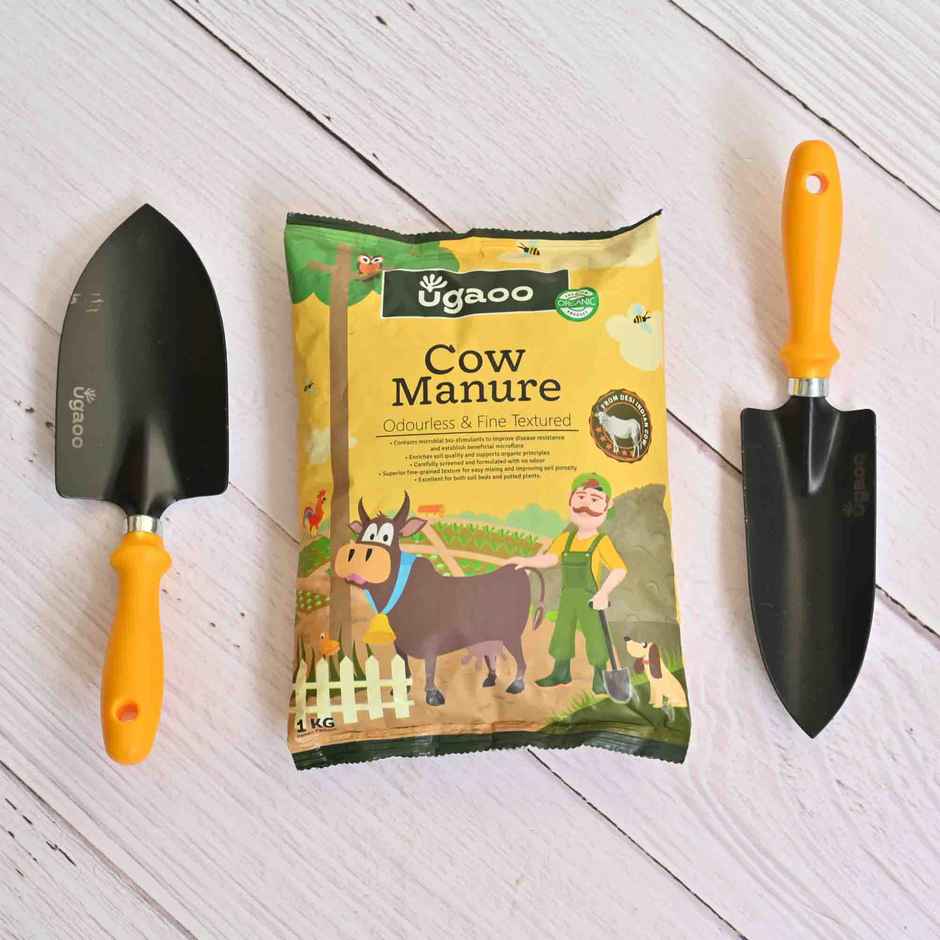 Ugaoo Durable Gardening Hand Tool Kit For Gardening | Trowel | Transplanter with Cow Manure-1 Kg