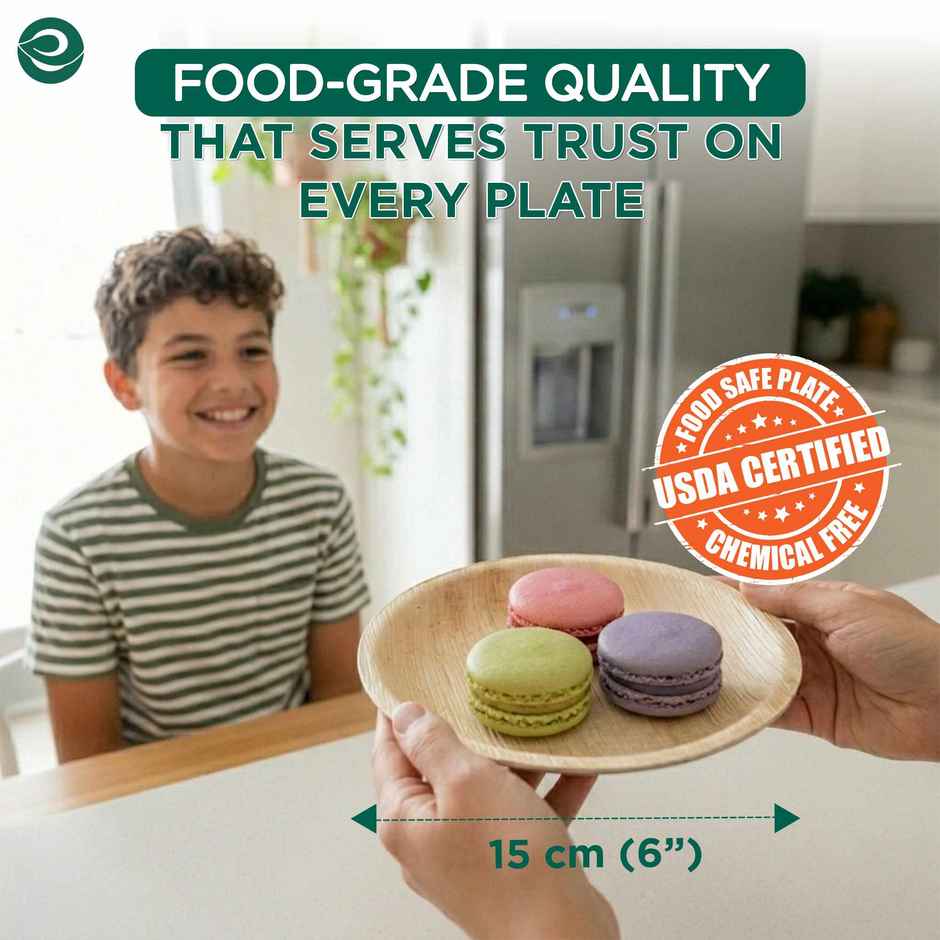 ECO SOUL | Palm Leaf Disposable Plates | 6 Inch | Round | 10 Count