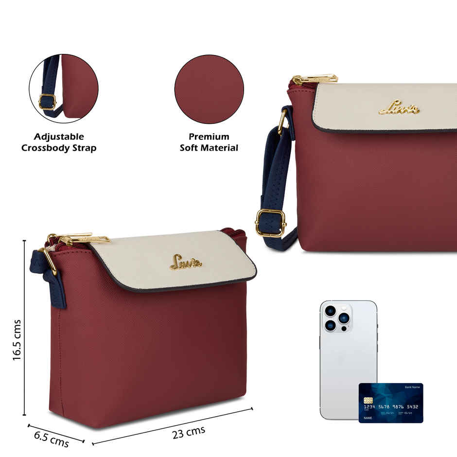 Lavie Women's Colourblock Rove Flap Crossbody Sling Bag | Ladies Purse Handbag | Red