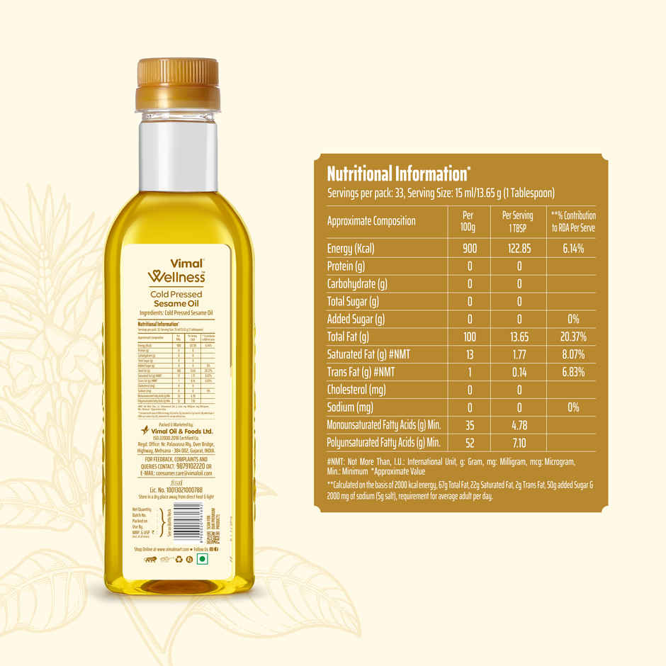 Vimal Sesame (Til-Gingelly) Cold Pressed Oil