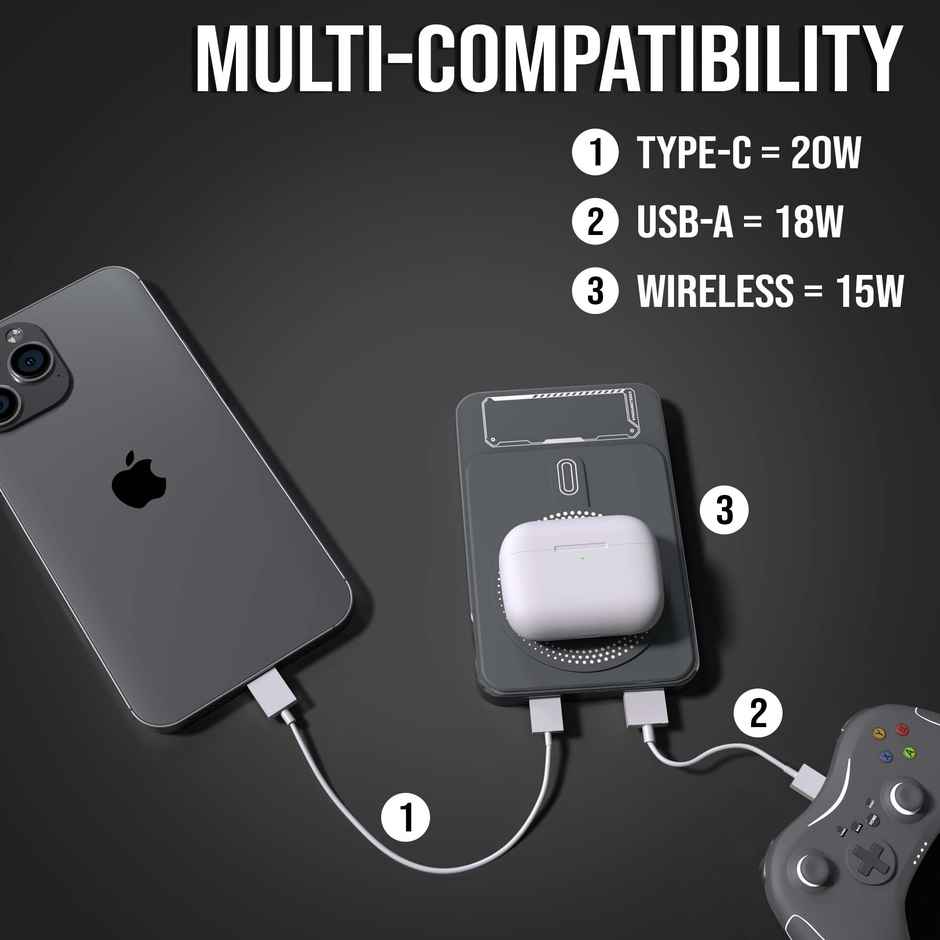 Kratos PB03 Stylish Magsafe Powerbank | 22.5w Wired & 15w Wireless Charging | 10000 mAh