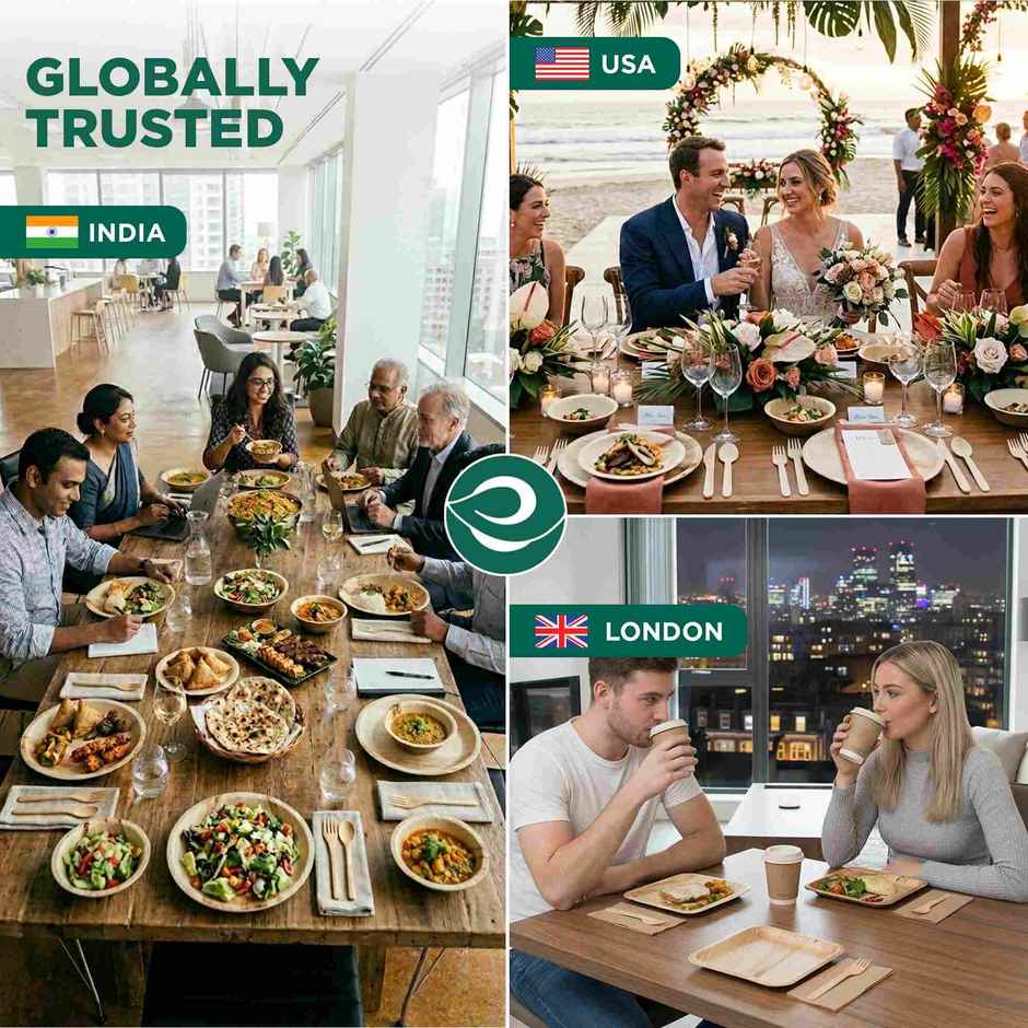 ECO SOUL | Palm Leaf Disposable Plates | 10 Inch | Round | 10 Count