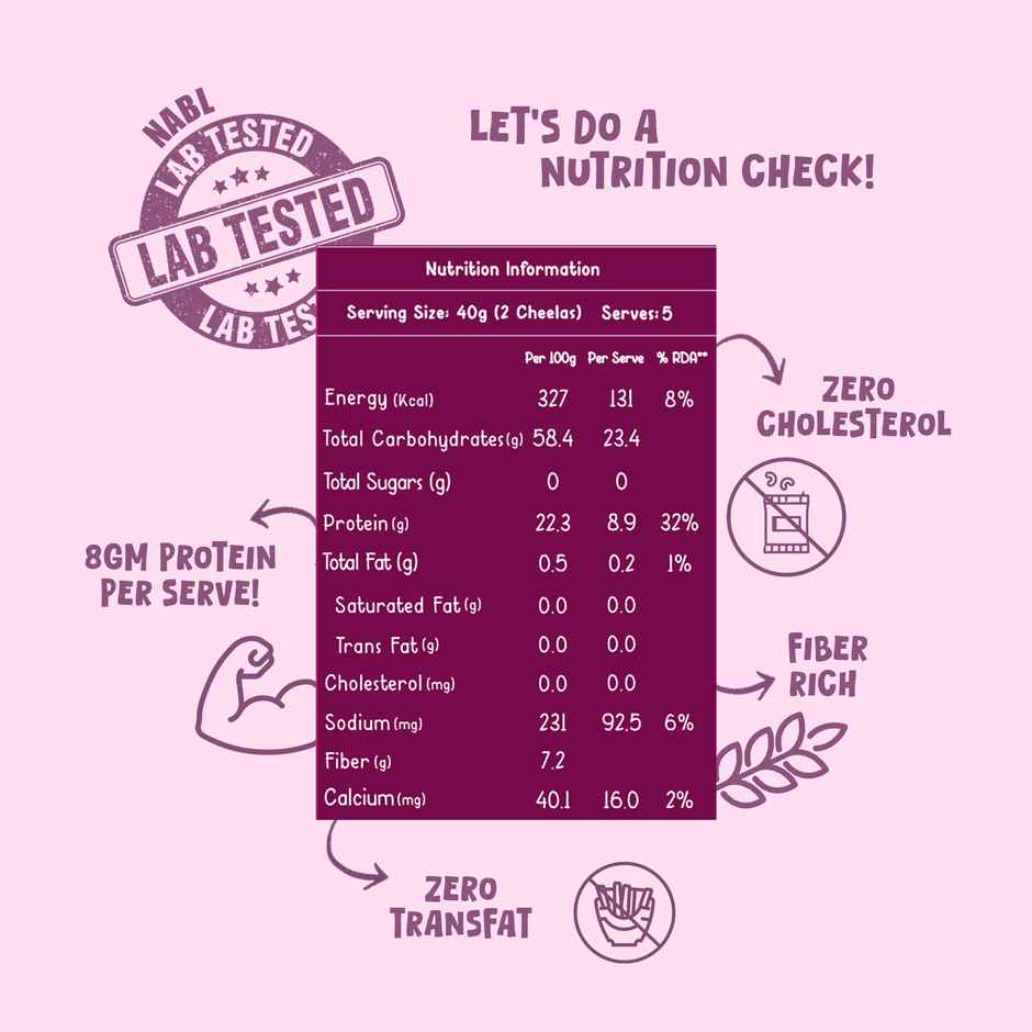 Gladful Beetroot Protein Sprouted Lentils and Millets Instant Chilla Mix