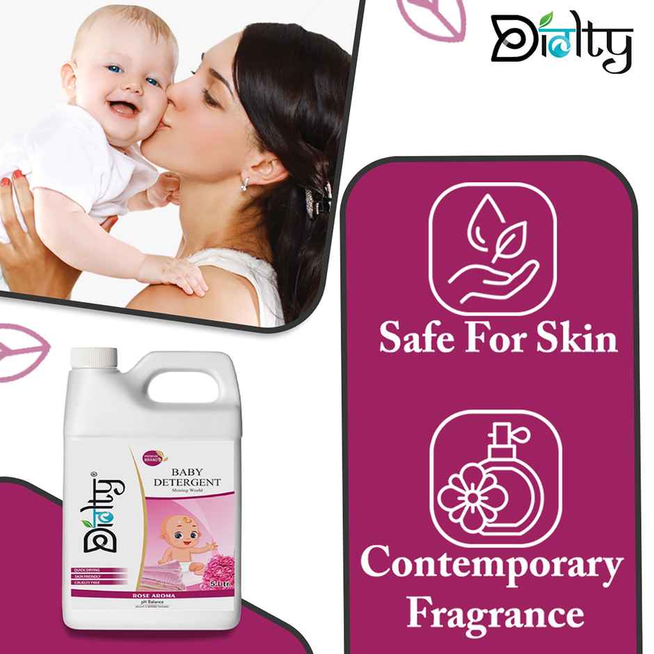 Diolty Baby Laundry Liquid Detergent Washing Liquid For Baby Clothes (Rose) 5 l