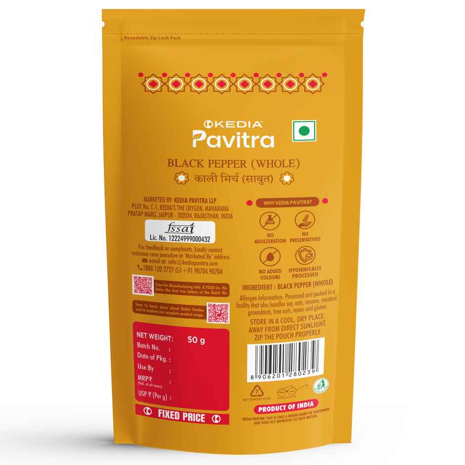Kedia Pavitra Black Pepper Whole-Kali Mirch