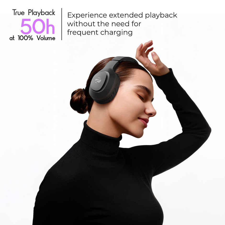 Zebronics Thunder Neo Wireless Over-Ear Headphone, 60Hr Backup, Bt 5.4, Gaming, Deep Bass, Black